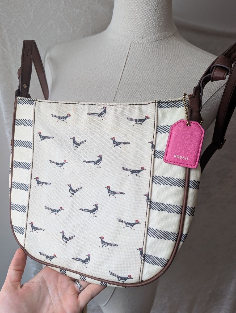Rare Fossil Road Runner Crossbody Purse Pve Coated